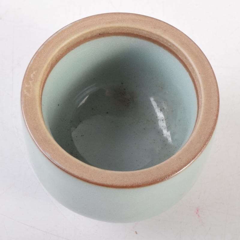 茶道具　諏訪蘇山作　青磁　桃香合　堀内宗完(兼中斎)書付　共箱　V　7191