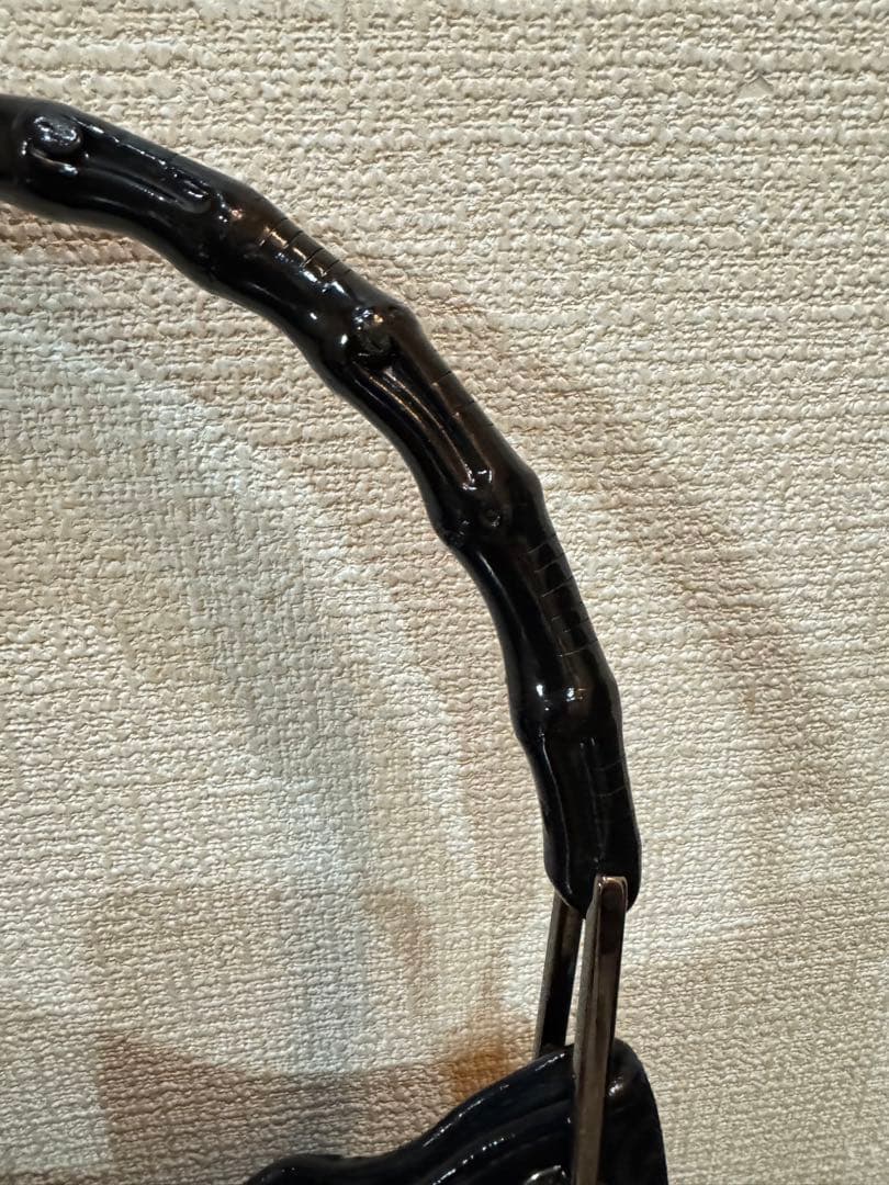 GUCCI ブラック スエード ショルダーバッグバンブー