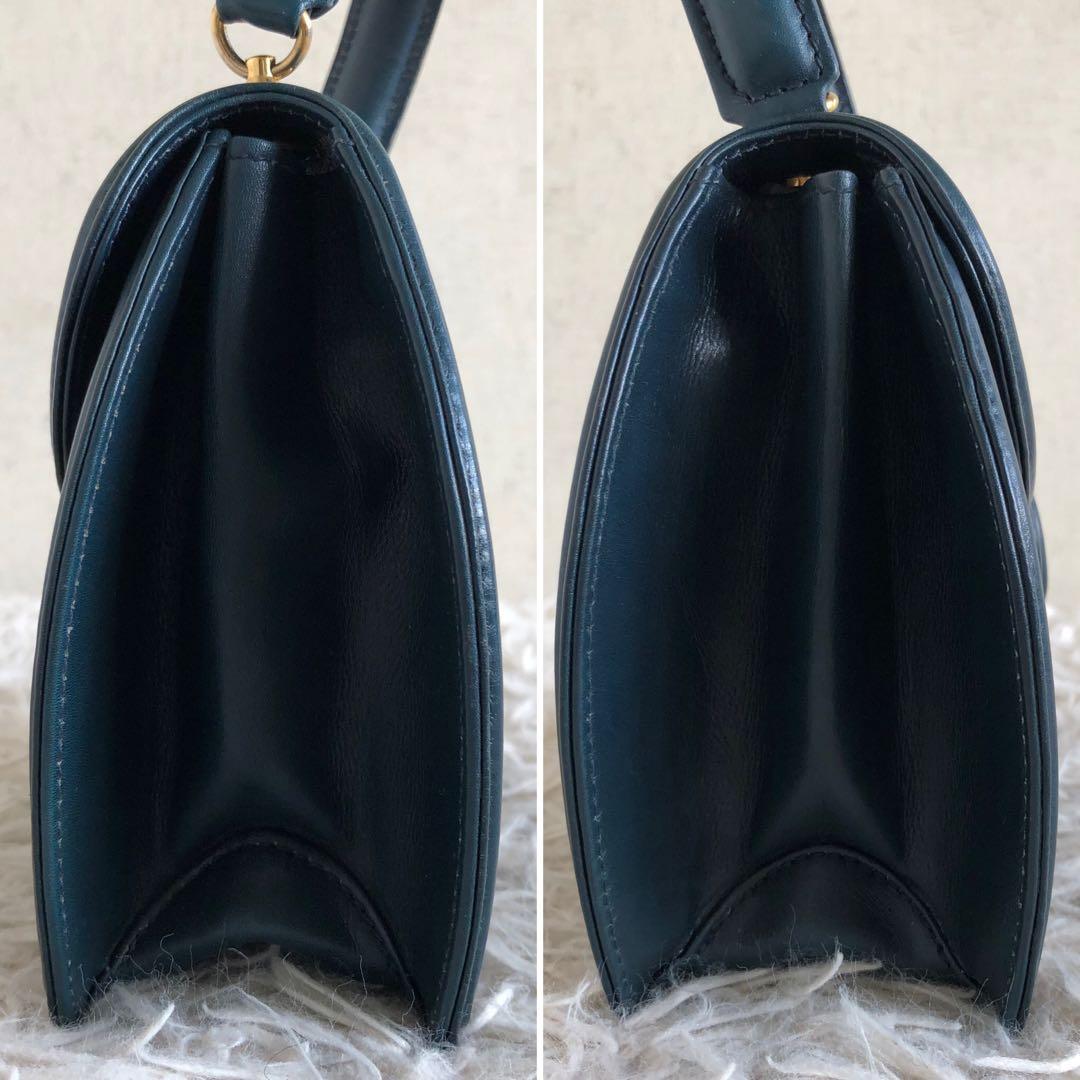 【美品 2way】ティファニー　ハンドバッグ　ブルーグリーン　イタリア製　本革