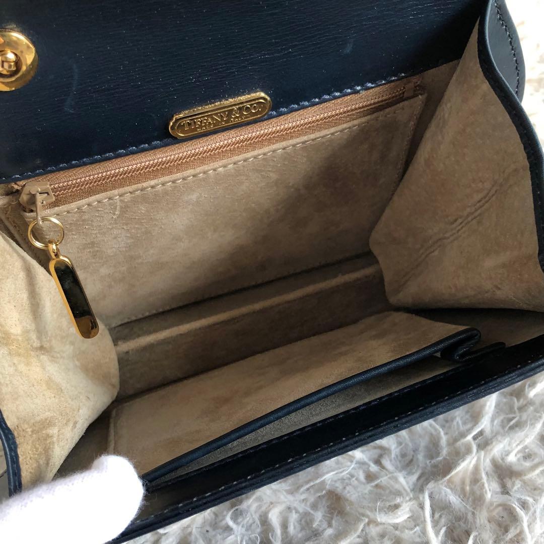 【美品 2way】ティファニー　ハンドバッグ　ブルーグリーン　イタリア製　本革