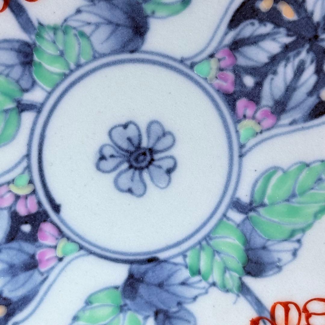 五代　佐藤走波　七十五才　染錦鉄仙花紋カップ＆ソーサー　コレクター放出品