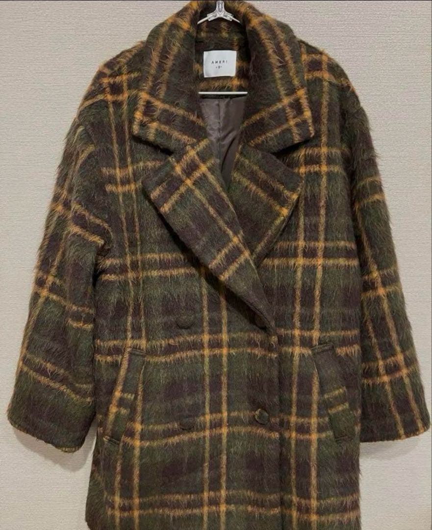 ジャケット・アウター AMERI VINTAGE ADORABLESHAGGY CHECK COAT