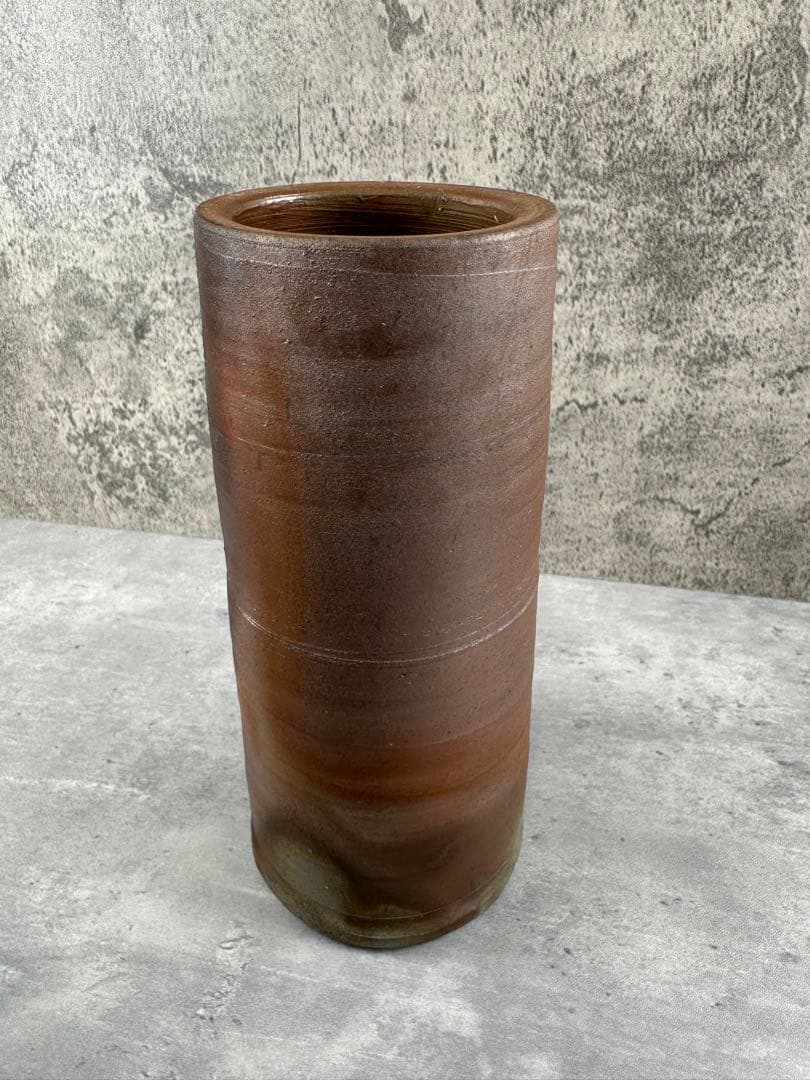 【未使用】備前焼　人間国宝 藤原雄 花入 共箱 共布 栞