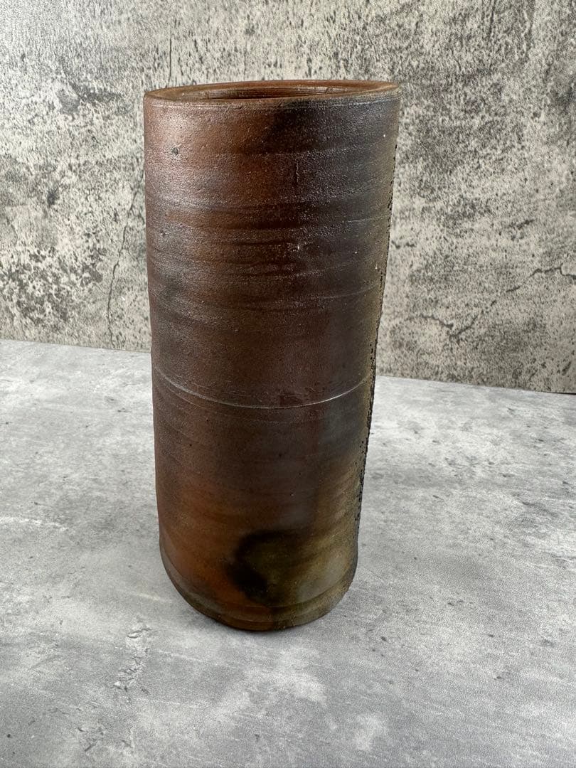 【未使用】備前焼　人間国宝 藤原雄 花入 共箱 共布 栞