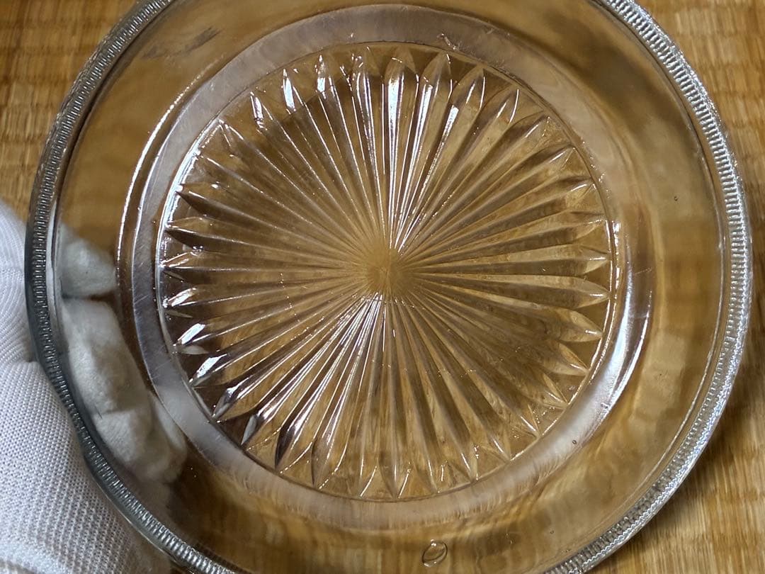 切子 気泡 ギヤマン カットガラス皿 ガラス蓋物 ボンボニエール 時代物