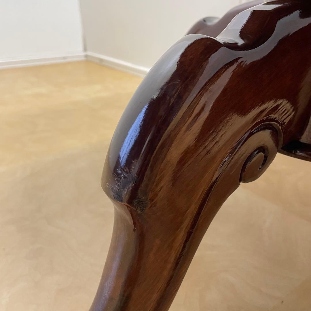 イタリア 丸テーブル 猫脚 象嵌 彫刻 ダイニングテーブル 円形 アンティーク