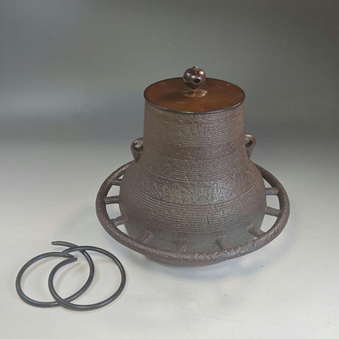 イ893 茶釜『釜師　菊地政光』『車軸釜　共箱　』鉄釜　茶道具