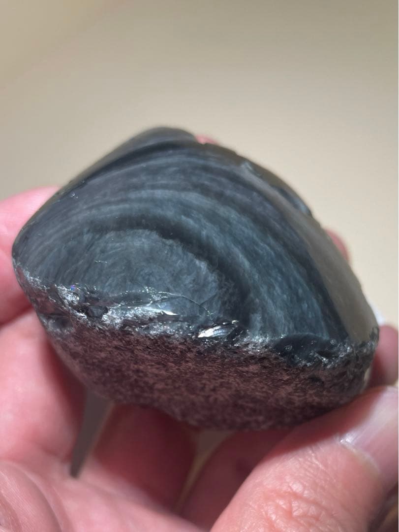 研磨品　十勝石玲瓏両面磨き　レインボーオブシディアン　虹雲