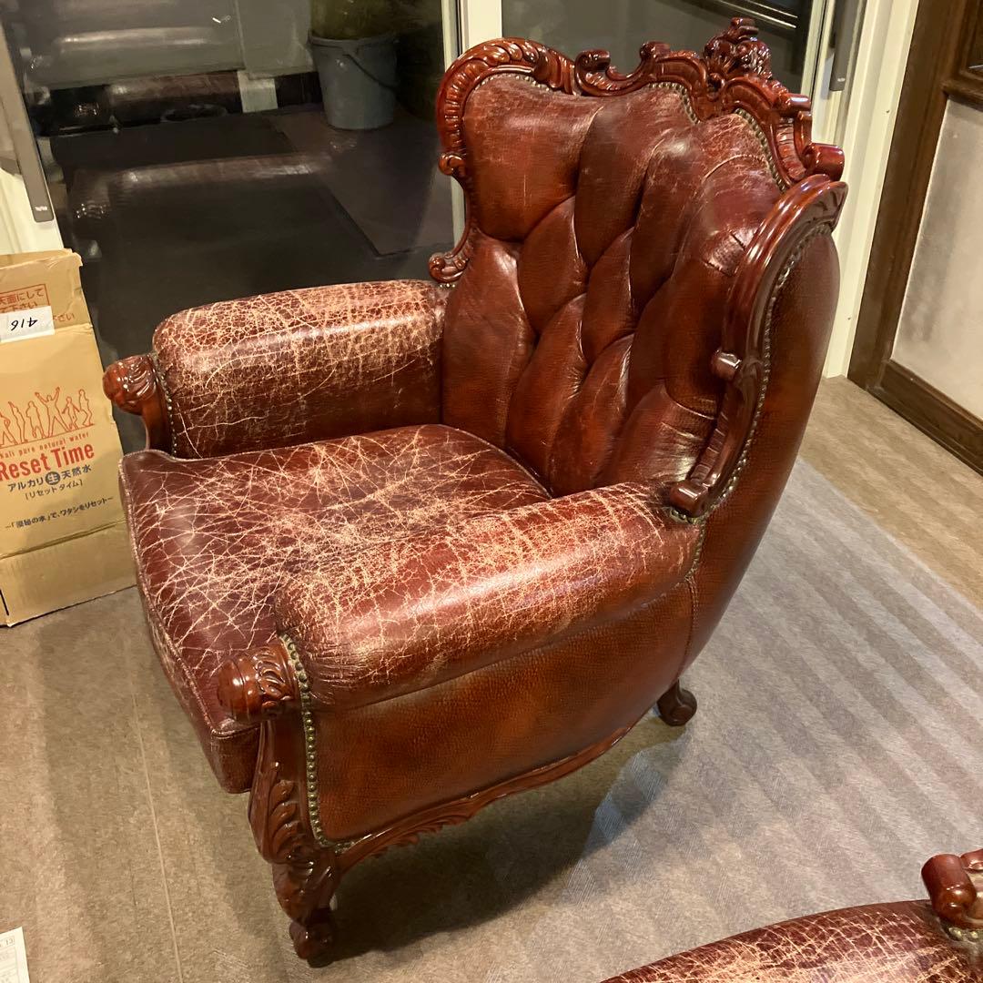 vintage 本革 バロックスタイル 椅子　②