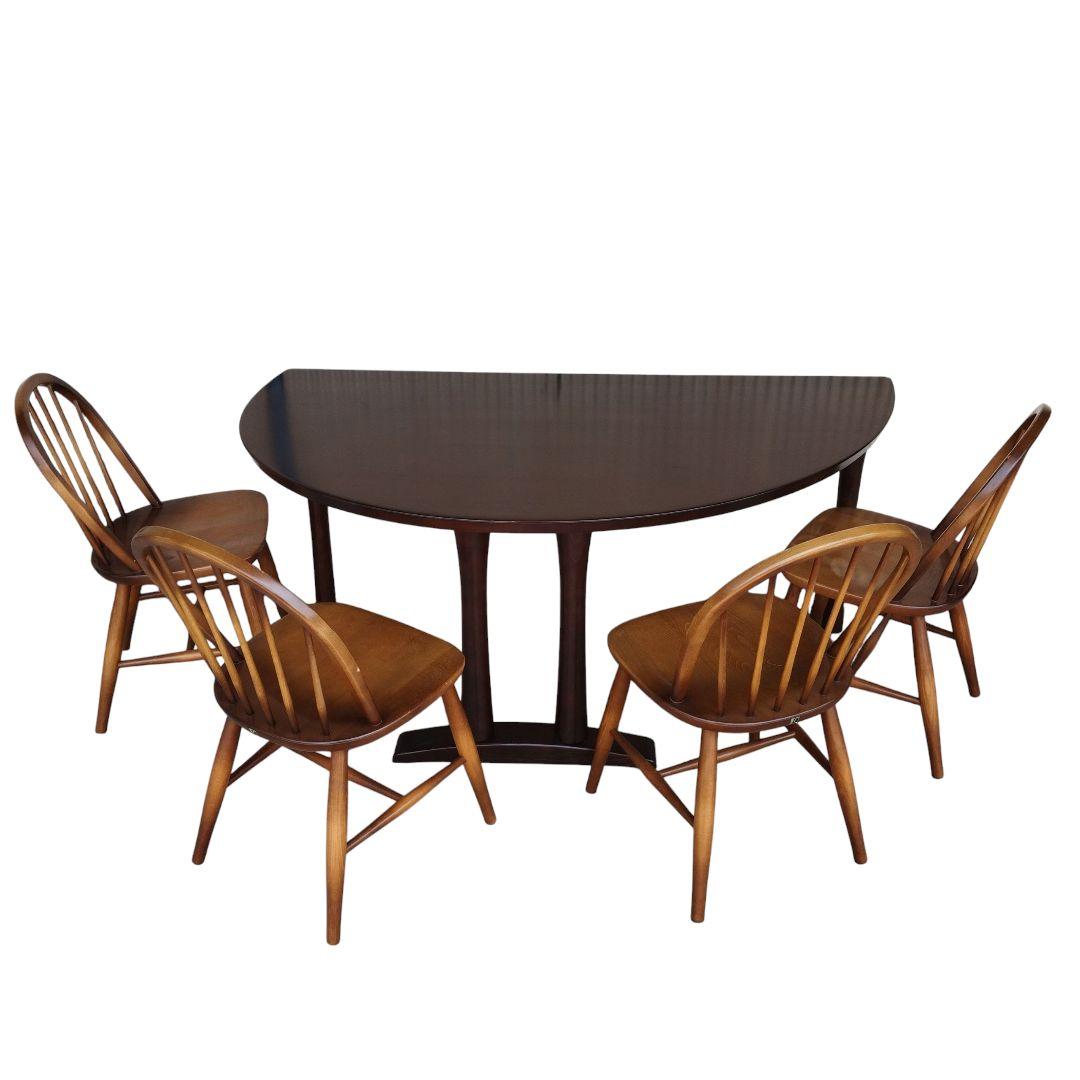 karimoku カリモク 半月 やや半円 ダイニングテーブル 食卓 ブラウン