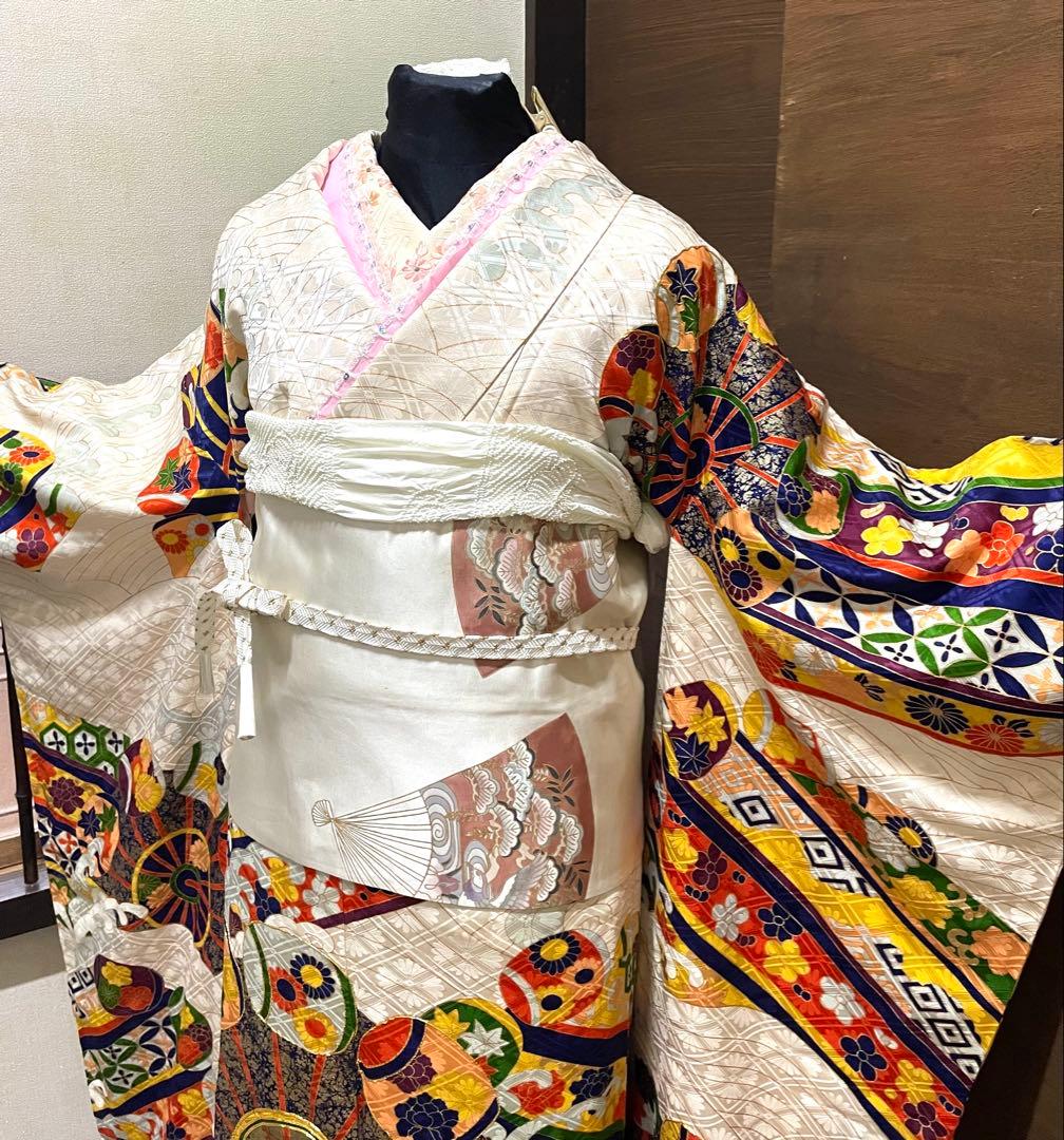振袖 フルセット6点サイズM京友禅正絹金駒刺繍売り切り終了