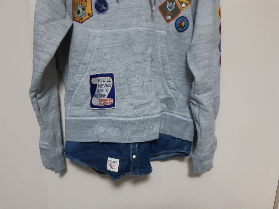 ディースクエアードレイヤードパーカー　S