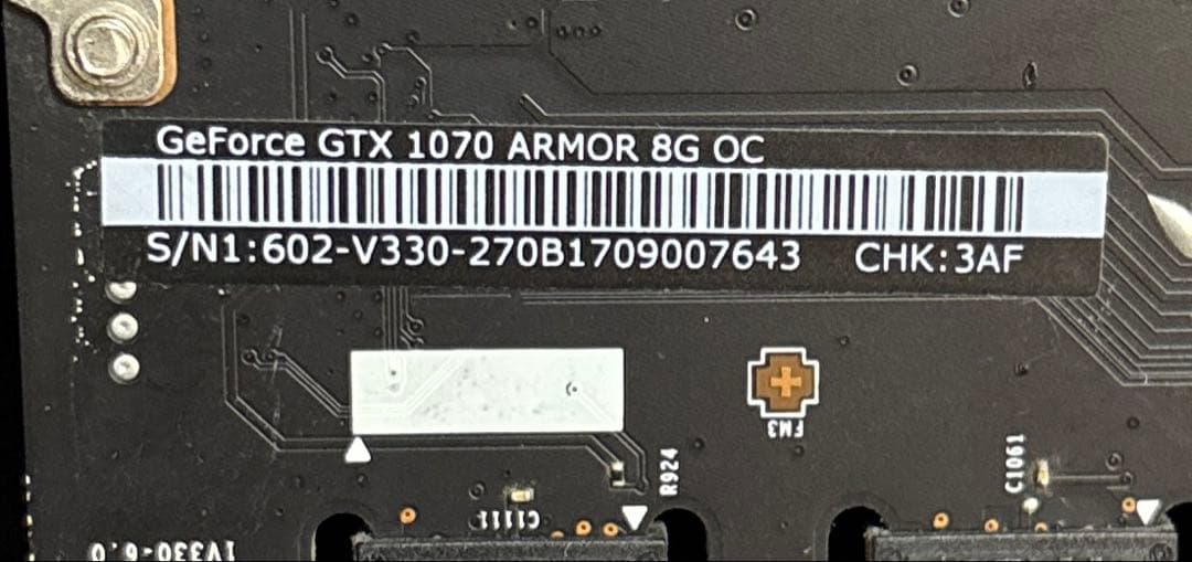 グラフィックボード・グラボ・ビデオカード MSI GeForce GTX 1070 ARMOR 8G OC