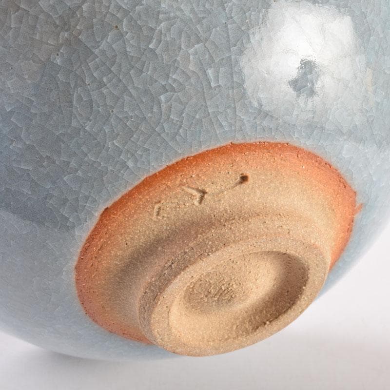 茶道具　加納臣峰作　灰青磁　紫陽花茶碗　共布共箱　C　8402