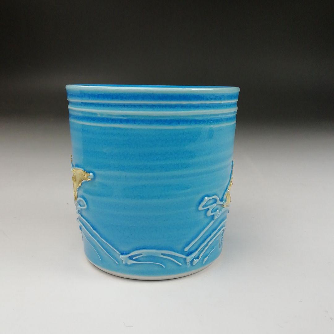 Ｔ７９５　蓋置　『浅黄交趾　荒磯』『平安　勝見永泉 造』　共箱　茶道具