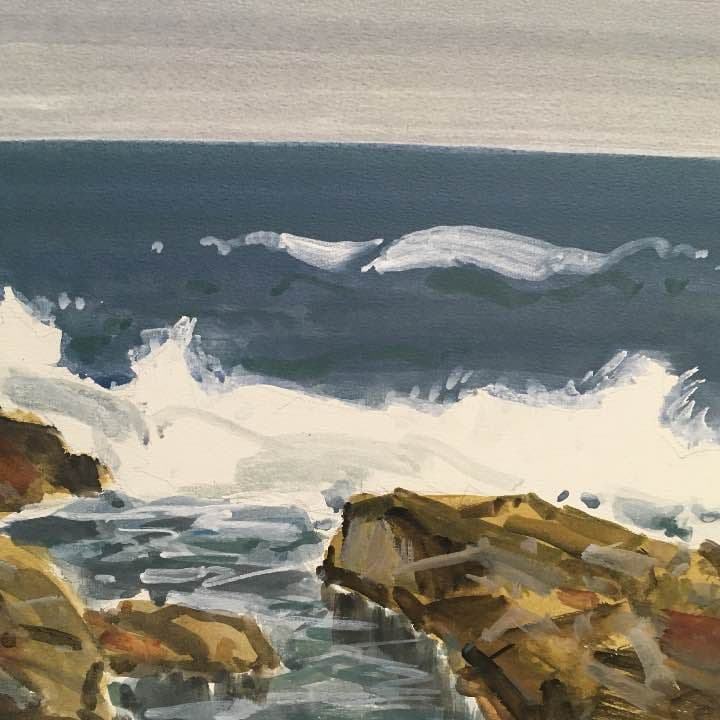 水彩画   秋の渓谷   荒木久夫 NO8