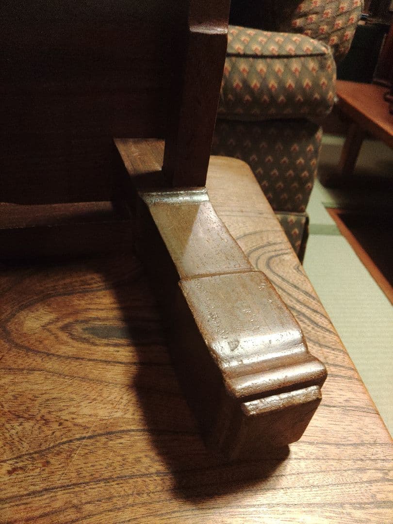 希少　机　テーブル　文机　無垢　座卓　 彫刻　レトロ　アンティーク　ヴィンテージ