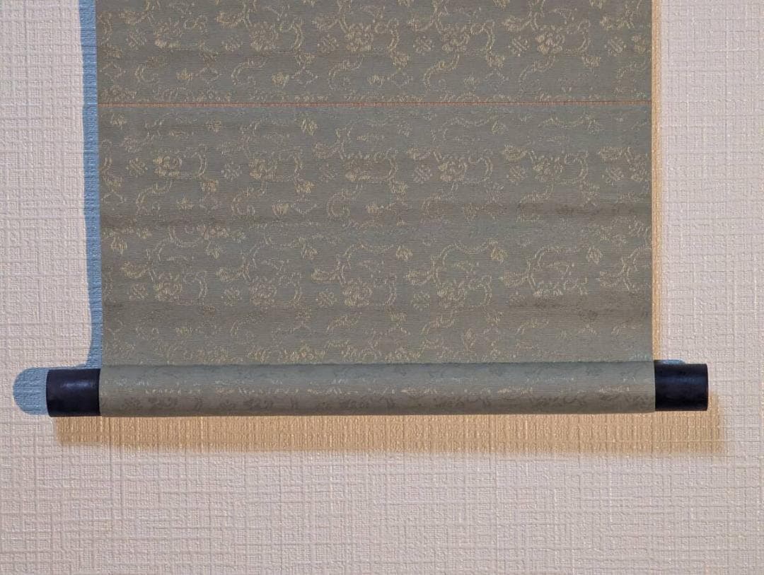 【真作】掛軸　経を読む人　和歌と挿絵の掛軸　微笑と祈りの素朴な一幅　T150