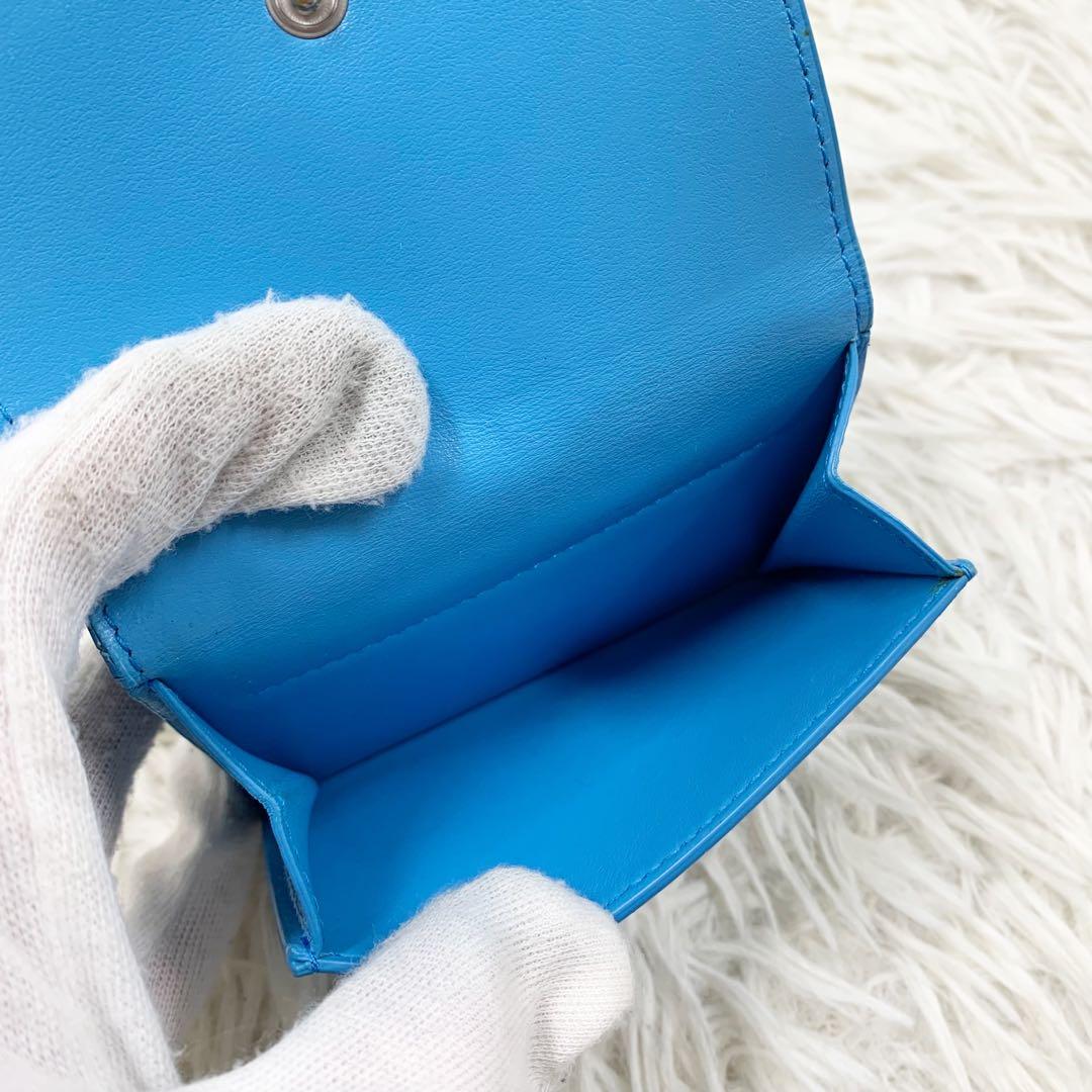 【✨美品✨】ボッテガヴェネタ 三つ折り財布 マキシイントレチャート ブルー