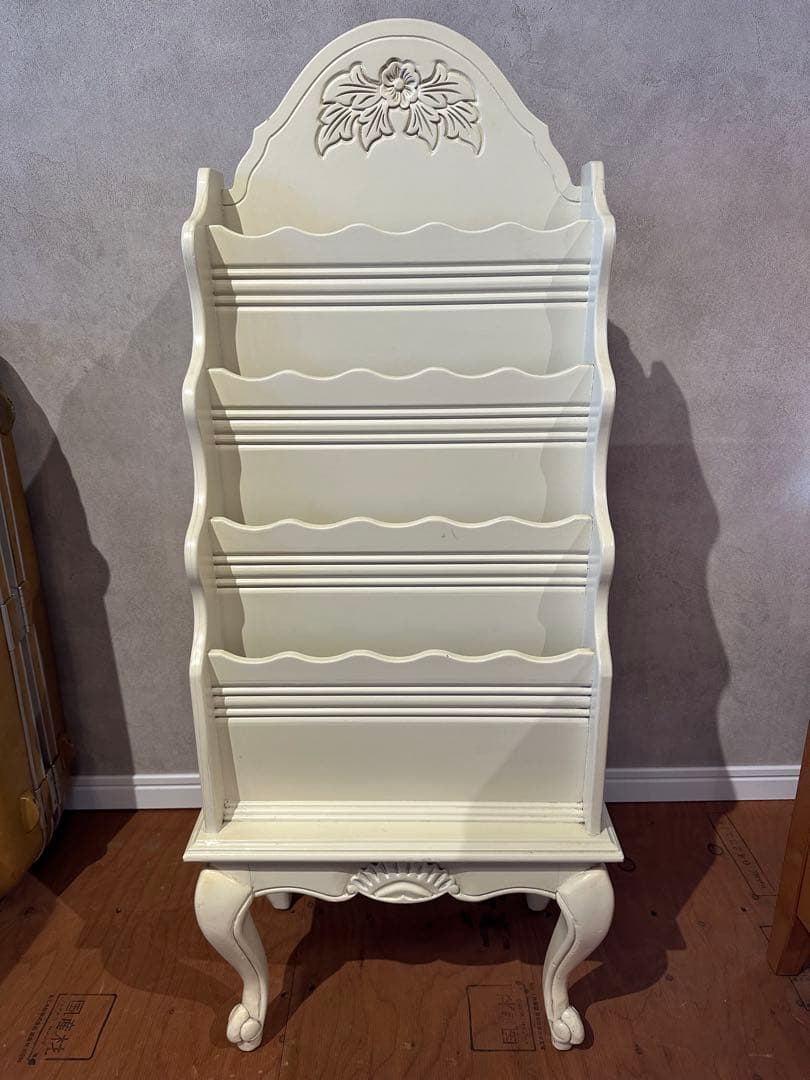 ロココ調 猫脚 マガジン ラック スタンド ブック シェルフ 本棚 アンティーク