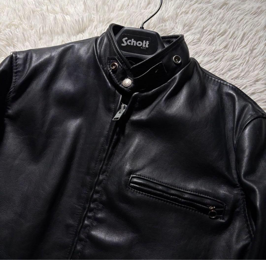 【美品】schott シングルライダースジャケット 641 黒 米国製 本革