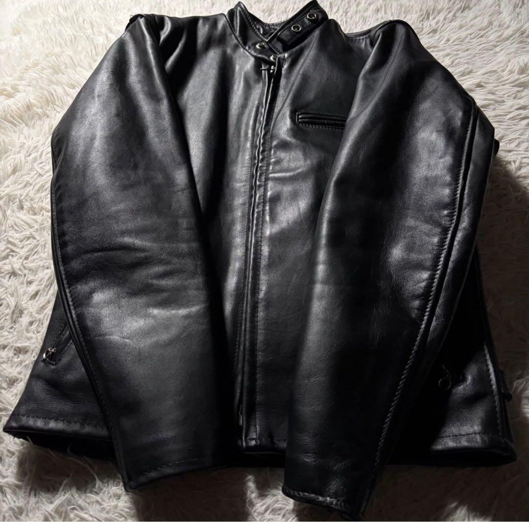 【美品】schott シングルライダースジャケット 641 黒 米国製 本革