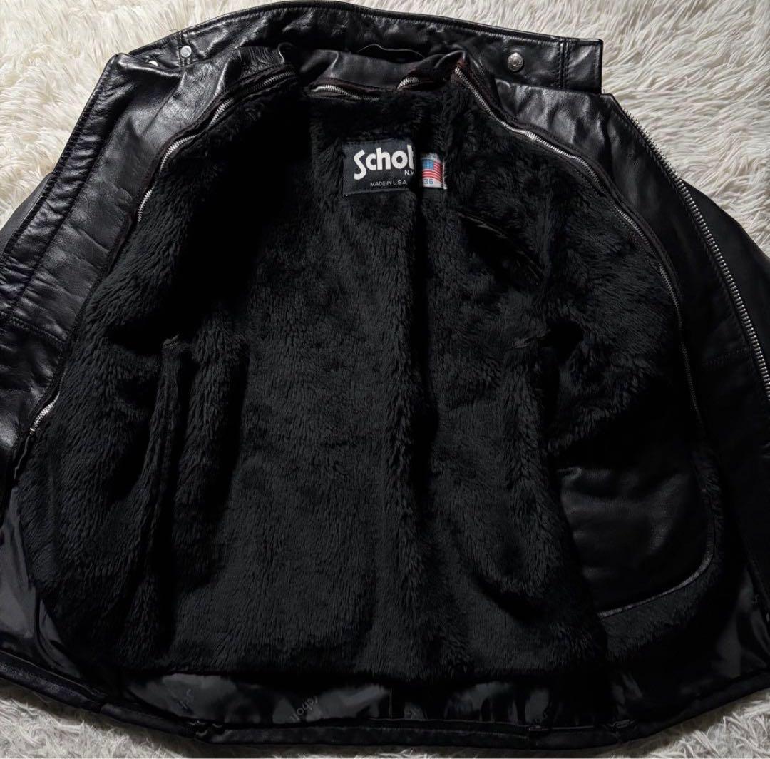 【美品】schott シングルライダースジャケット 641 黒 米国製 本革