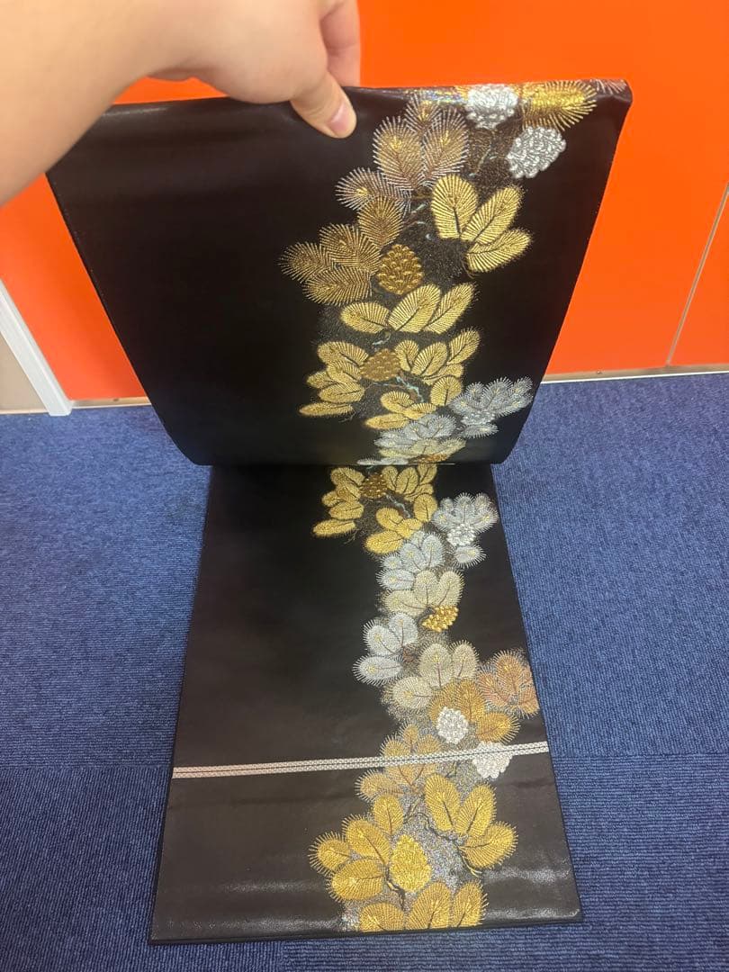 2659袋帯 古代彫金紋 西陣織 金糸　高級上質上品　約440cm 未使用