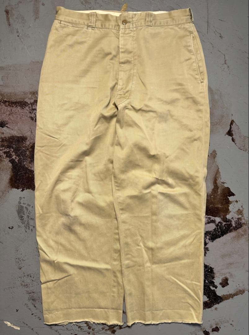 50s U.S.ARMY チノパンツ 尿素ボタン ミリタリー ヴィンテージ