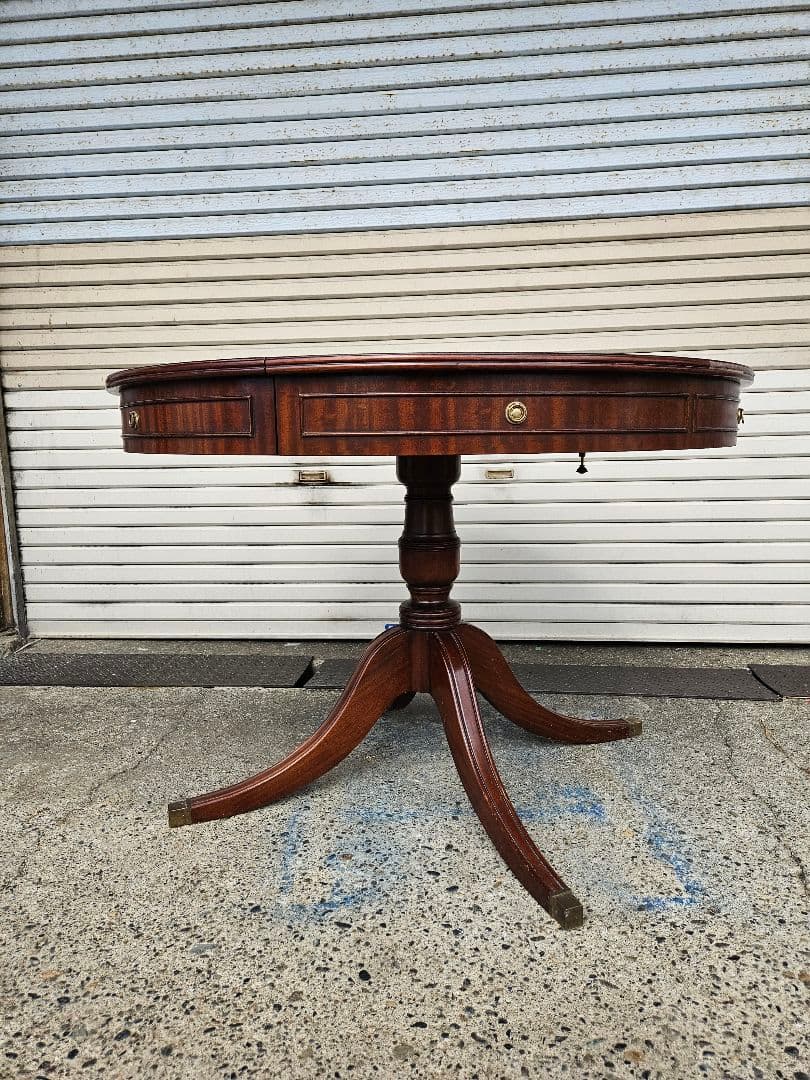 アンティーク マホガニー製 エクステンションテーブル 拡張 ドラムテーブル