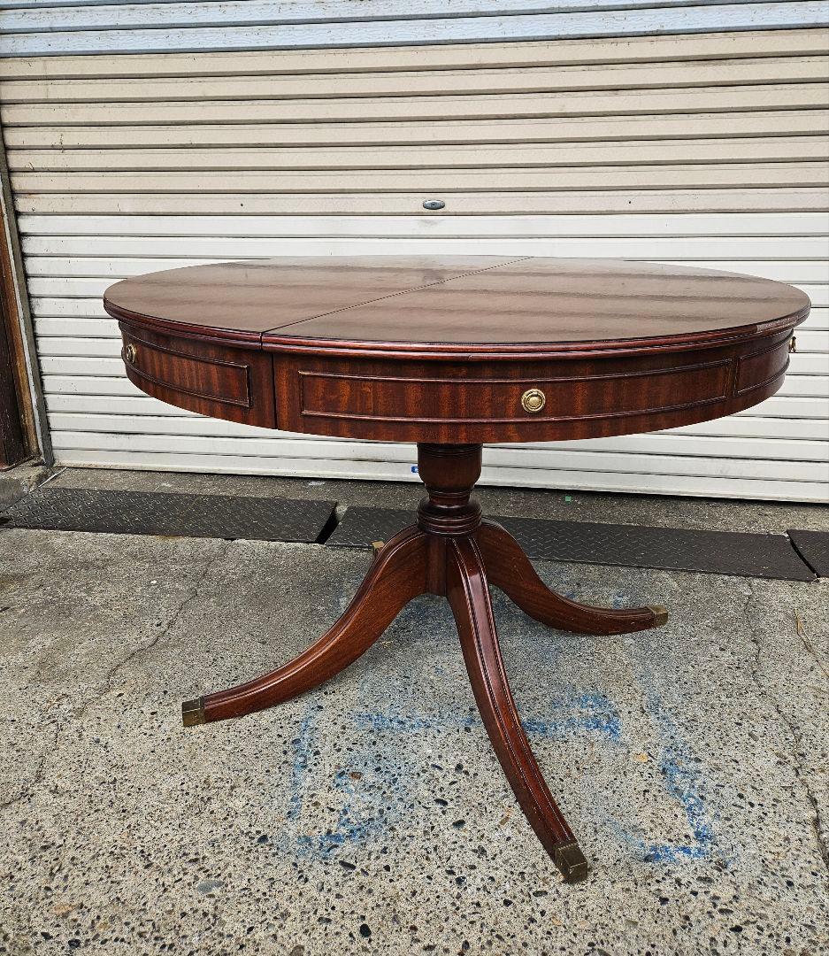 アンティーク マホガニー製 エクステンションテーブル 拡張 ドラムテーブル