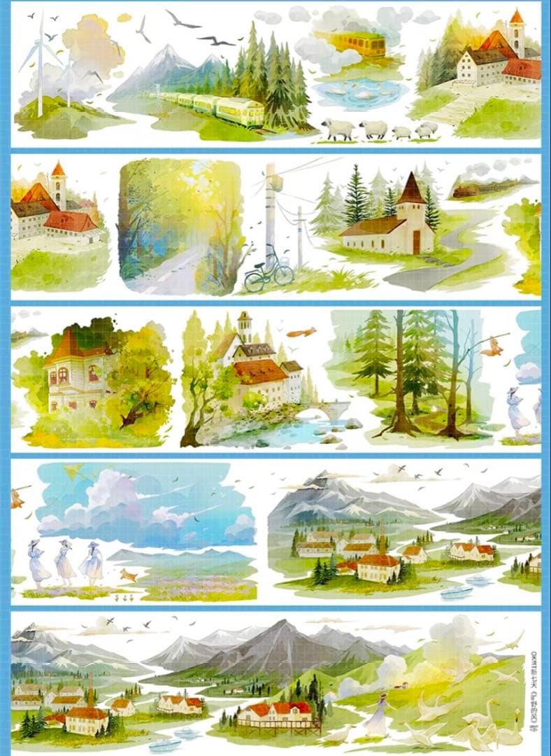 海外マスキングテープ巻売り 野的風 風景マスキングテープ 人物マステ805