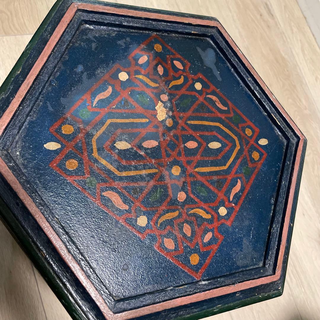 モロッコ　サイドテーブル　青