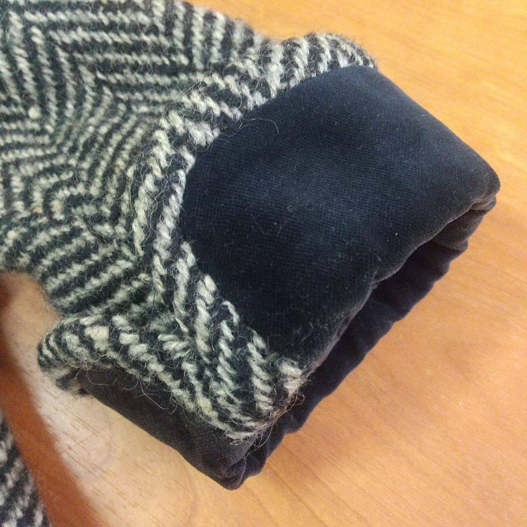 イヴサンローラン ダブルブレストコート ヘリンボーン ツイード 別珍ベロア切替