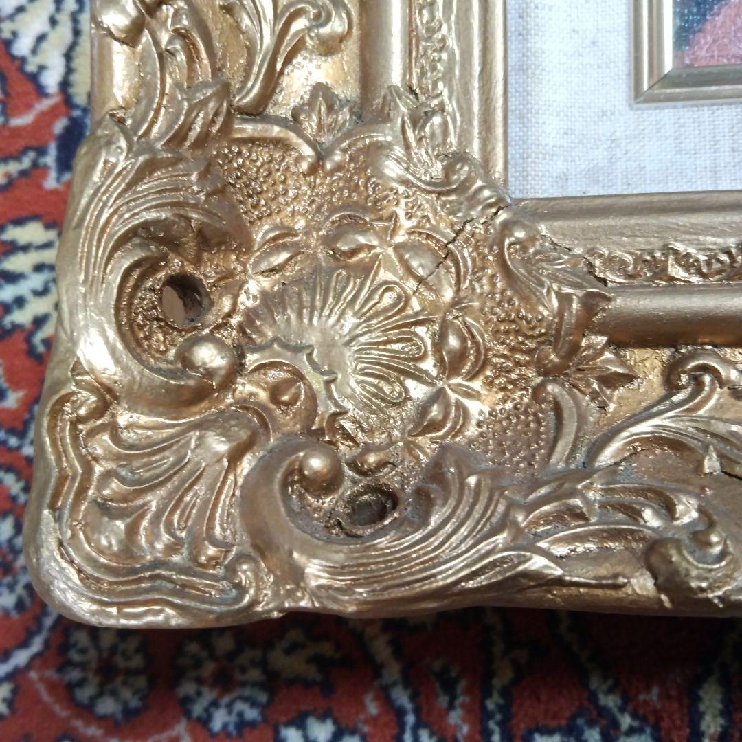 レイノルズの少女と犬の複製絵画(6号)&彫刻額縁