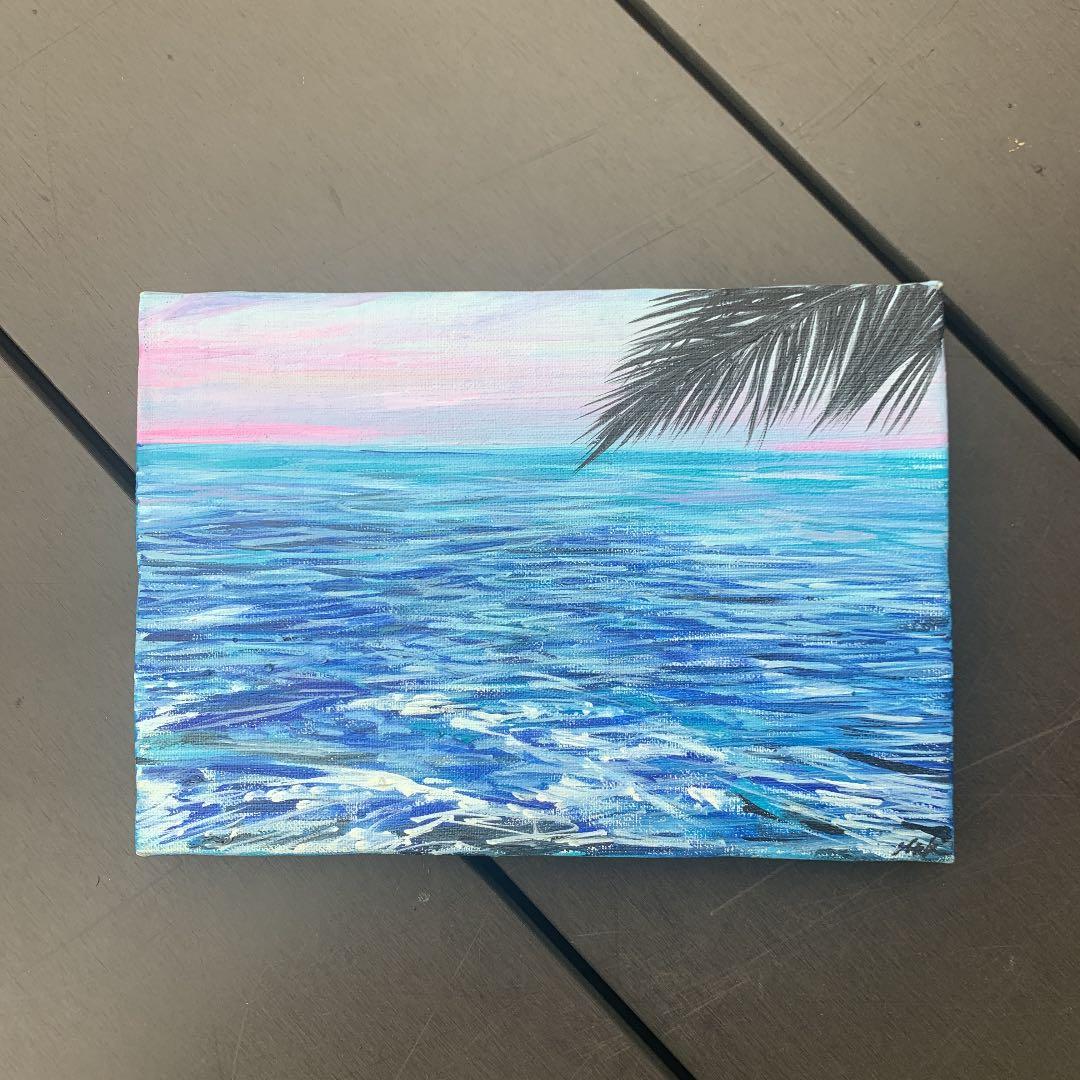 海の絵　ビーチ　ハワイ　絵　油絵キャンパス　絵の具　アート　インテリア　ギフト