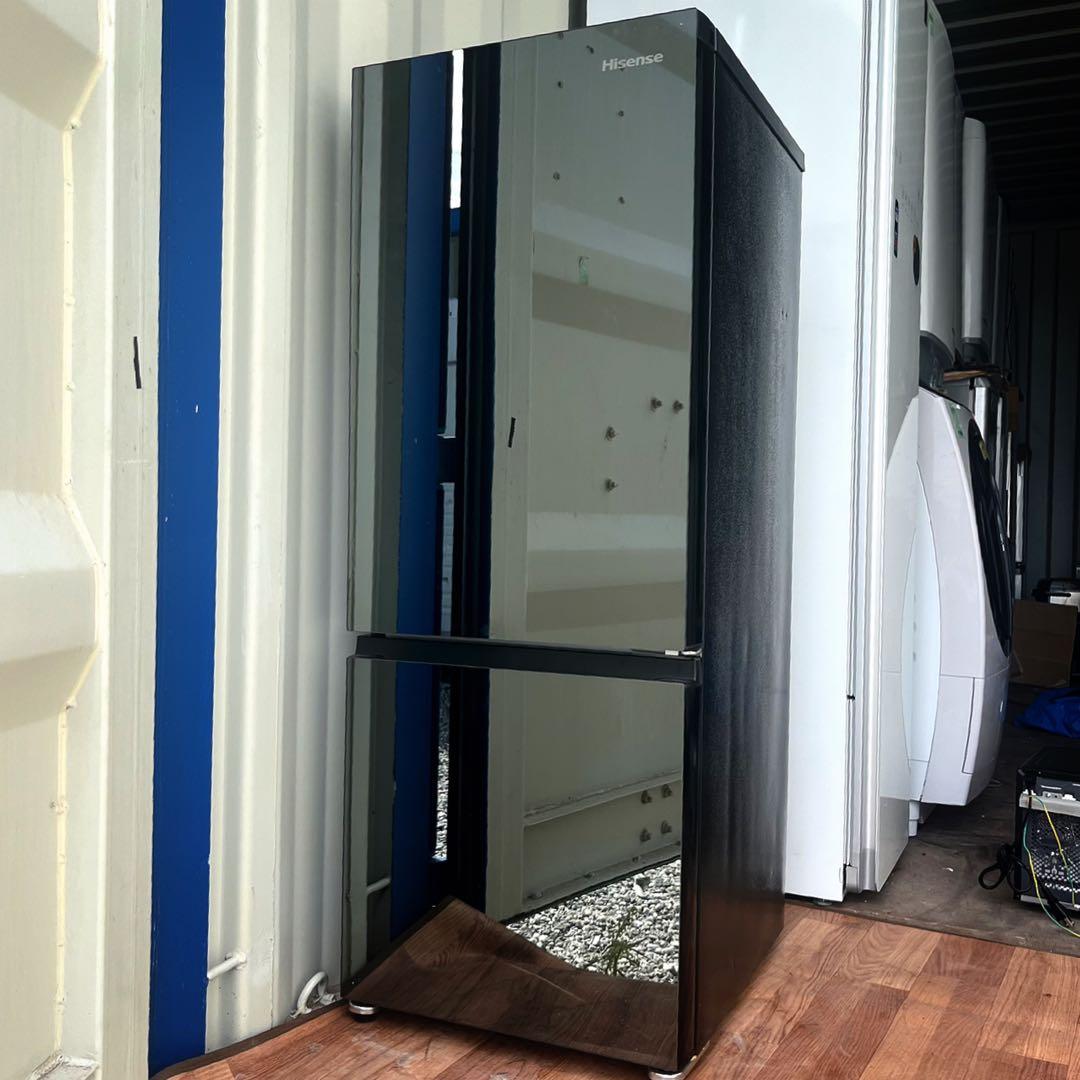 取付無料！高性能おしゃれインテリアブラックミラーデザイン大きめ冷蔵庫！洗濯機