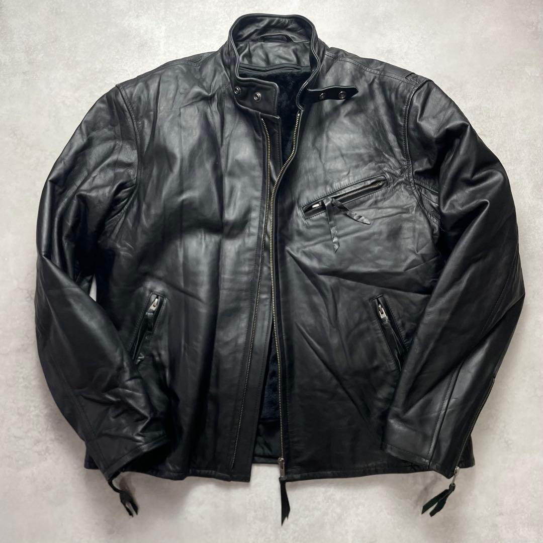 最高級/馬革✨リューグーレザーズ シングルライダース ボアライナー 黒 2XL