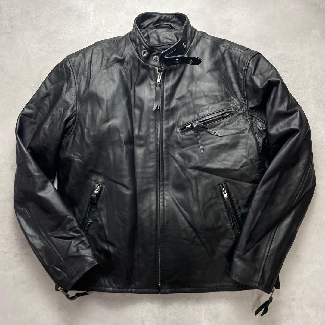 最高級/馬革✨リューグーレザーズ シングルライダース ボアライナー 黒 2XL