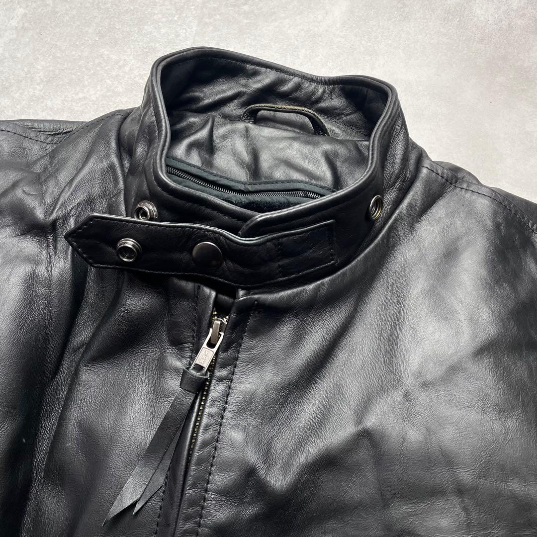 最高級/馬革✨リューグーレザーズ シングルライダース ボアライナー 黒 2XL