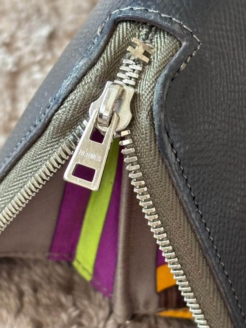 エルメス アザップロングシルクイン 長財布 ラウンドファスナー　P刻印
