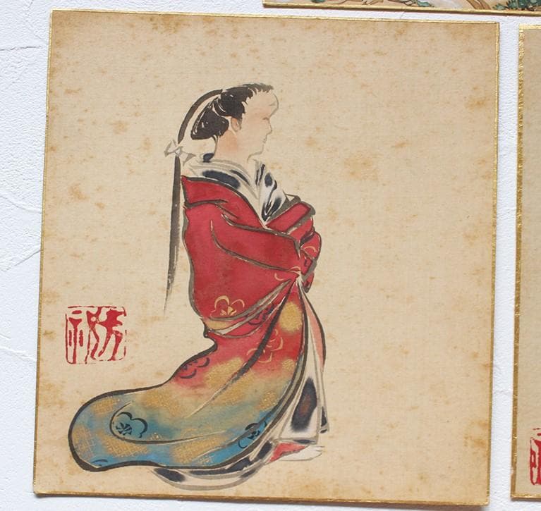 【真筆】◆『 尾形光琳 絹本 人物 五枚 』◆検）尾形乾山 俵屋宗達 本阿弥光悦