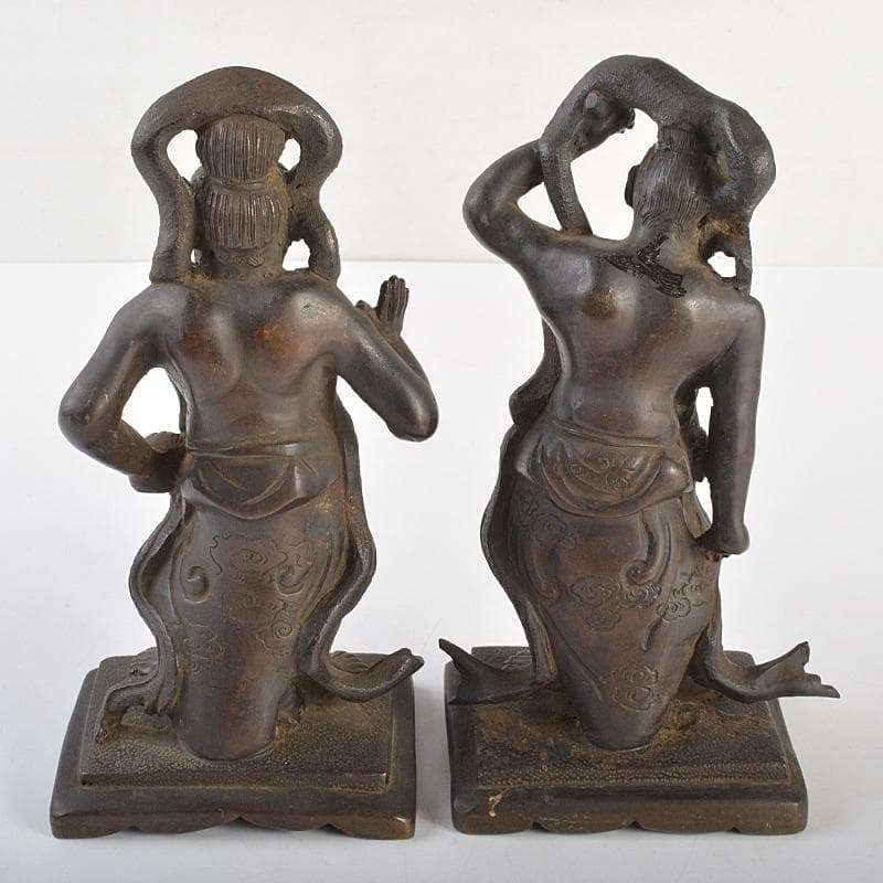 仏教美術　古銅　仁王像　金剛力士像　置物　H　R7416