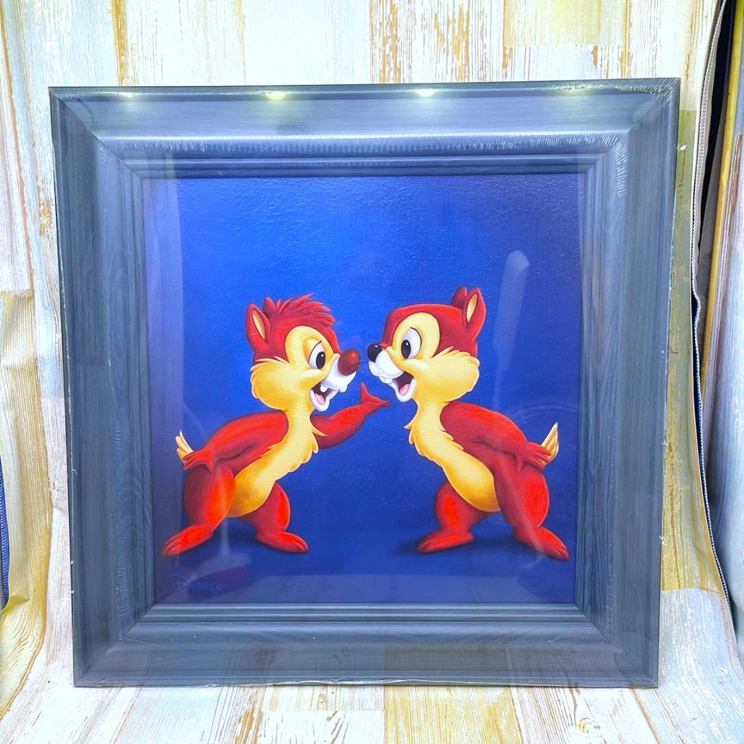 新品★チップとデール 油絵風 額縁 絵 絵画 ★ディズニー Disney TDL