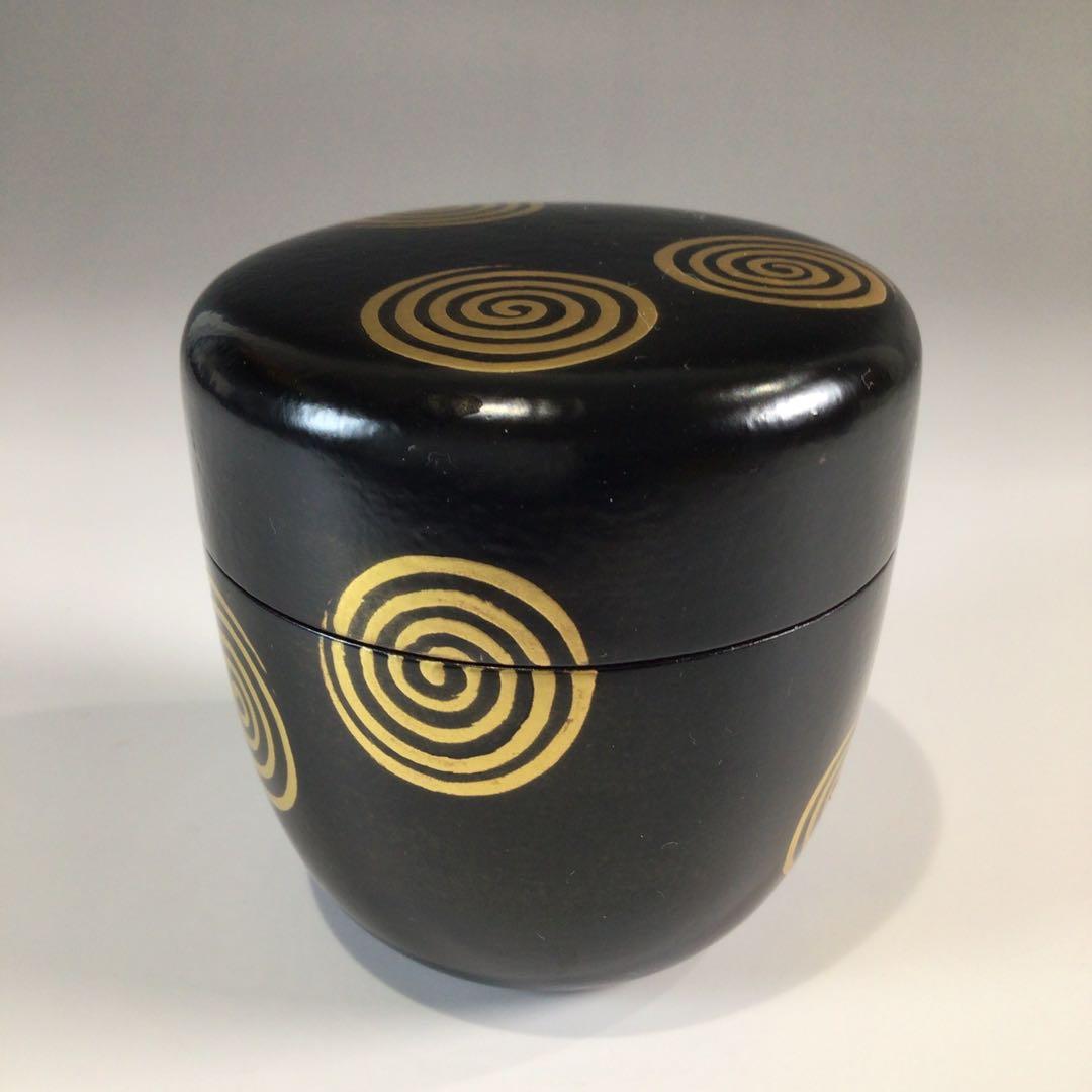 Ｐ４１８　棗　『中林香雪作』『淡々斎好』『渦蒔絵』『中棗』　共箱　茶道具