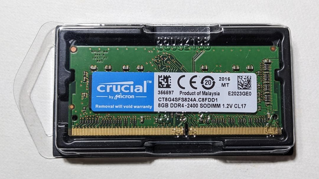 【開封済未使用】crucial 8GB×2 DDR4-2400ノート用メモリ