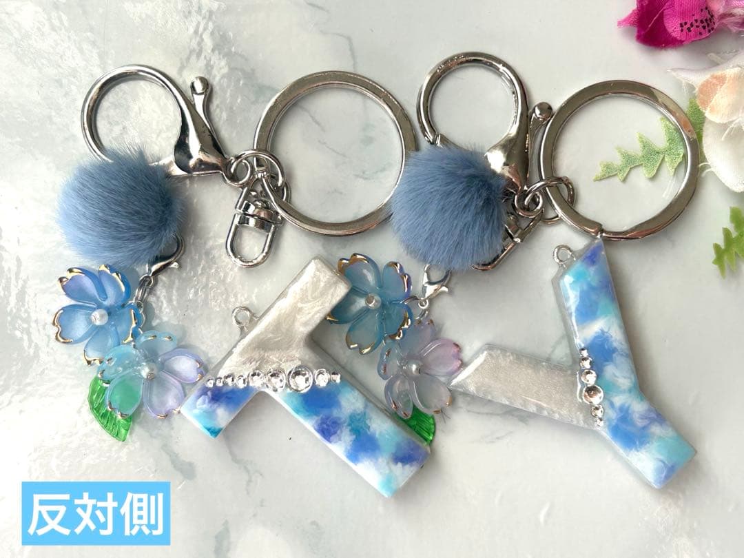 桔梗　イニシャルキーホルダー　16点　ハンドメイド　お花チャーム