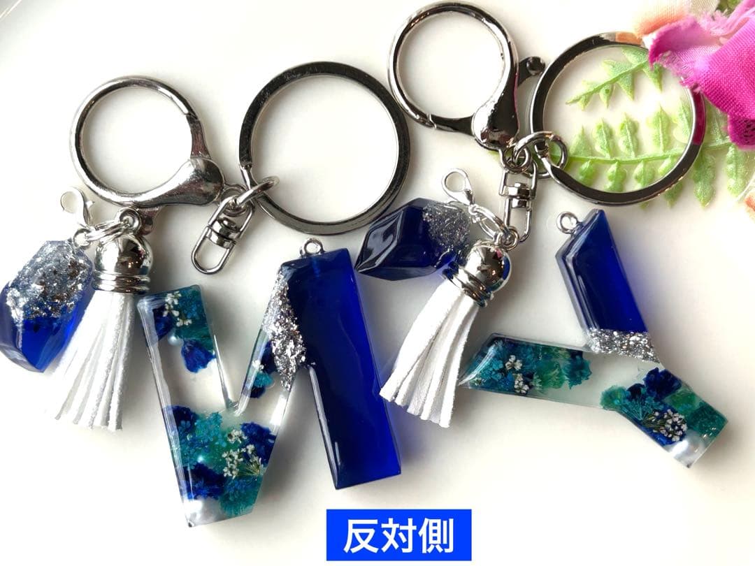 桔梗　イニシャルキーホルダー　16点　ハンドメイド　お花チャーム