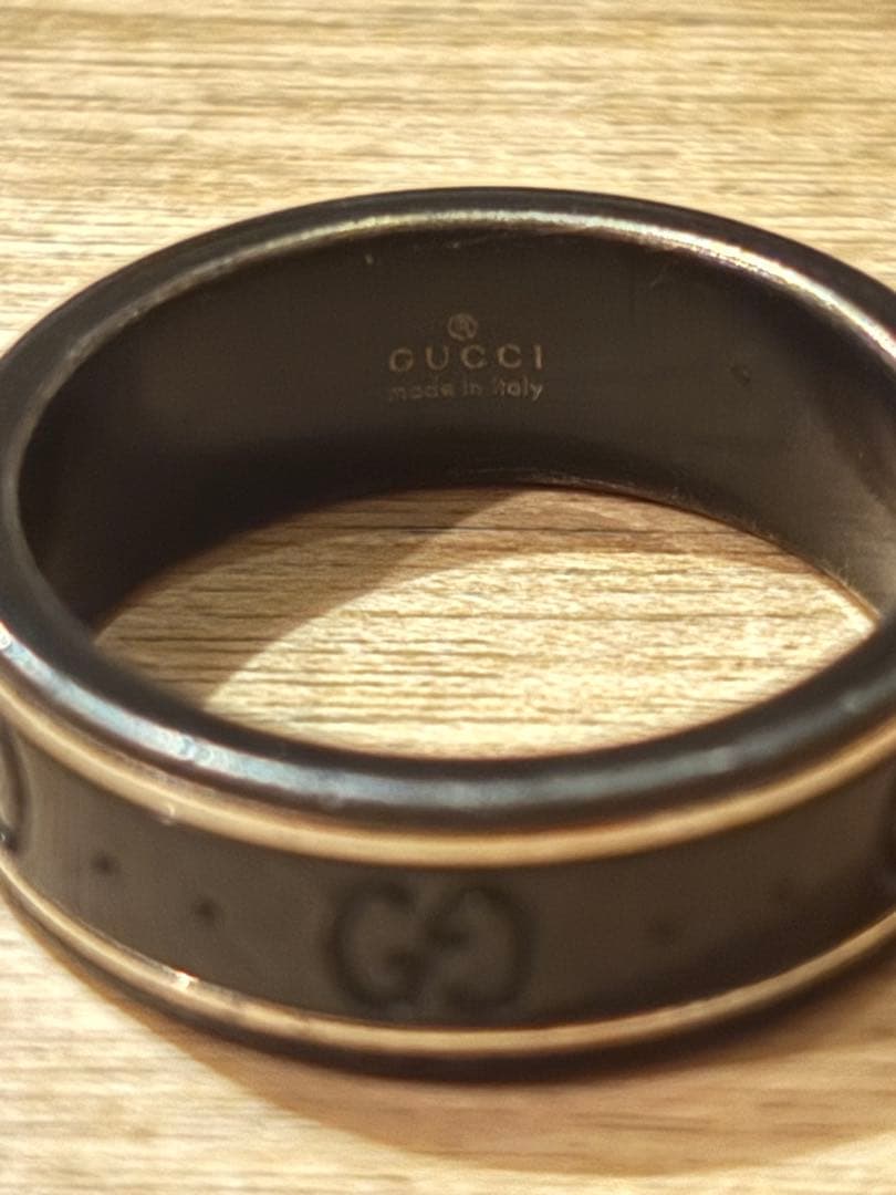 GUCCI K18 シンバウンドブラックコランダム　リング 17号
