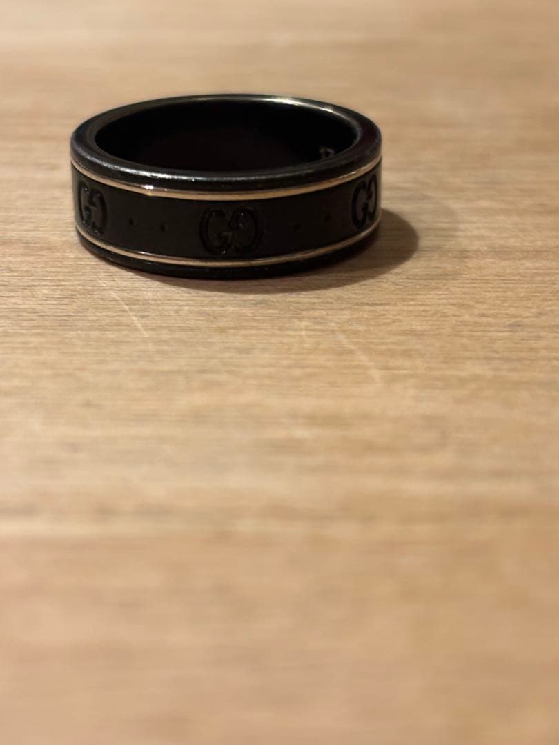 GUCCI K18 シンバウンドブラックコランダム　リング 17号